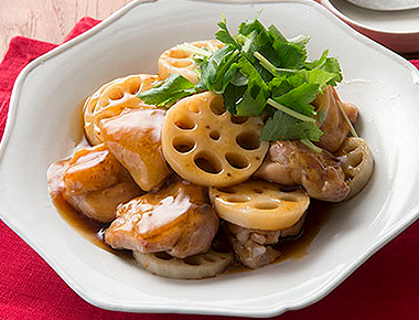 れんこんと鶏肉の甘酢あんかけ