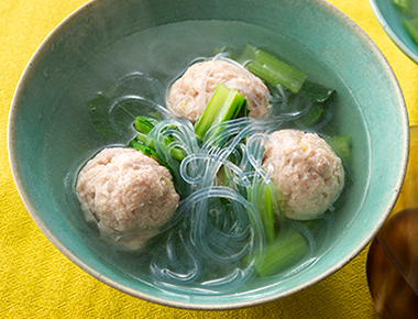 鶏だんご入りはるさめスープ