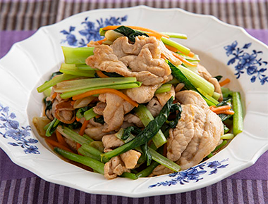 豚肉と小松菜のオイスターソース炒め